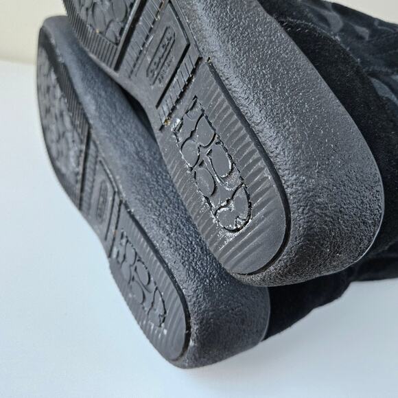 Coach Tullip Signature Print Suede Black Leather Fleece Winter Boots Womens 7 B - Picture 15 of 16